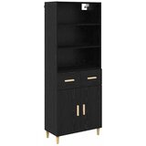 vidaXL Visok predalnik s predalom Črna Orehovina 69,5 x 34 x 180 cm, (5000108203) | Shoptok.si