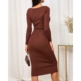 Resti Light brown women's striped dress | Shoptok.si