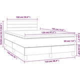 vidaXL Box spring postelja z vzmetnico LED sv. siva 120x190 cm blago | Shoptok.si
