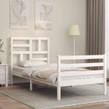 vidaXL Okvir kreveta s uzglavljem bijeli 90 x 200 cm od masivnog drva Cijene
