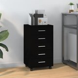  Ladičar s kotačićima crni od konstruiranog drva | shoptok.hr