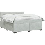Krevet s box springom madracem i LED-om Svjetlosiva Baršun - Svjetlosiva 160 x 200 cm Prošiveno gumbima | shoptok.hr