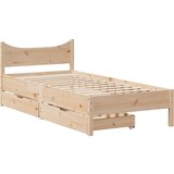 vidaXL Posteljni okvir s predali 90x200 cm trdna borovina | Shoptok.si