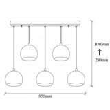 Opviq Vislica PETRA vintage, metal, 85 x 15 cm, visina 108 cm, promjer sjenila 15 cm, 5 x E27 40 W, Sivani - MR - 1000 | shoptok.hr