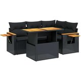  5-dijelna vrtna garnitura od poliratana s jastucima crna | shoptok.hr