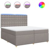  Boxspring - Krevet s oprugama i madracem smeđesivi 200x200 cm od tkanine - Sivo-smeđa 200 x 200 cm gumbi | shoptok.hr