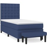 Box spring postelja z vzmetnico moder 90x200 cm blago, (20896715) | Shoptok.si