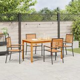  Vrtni set za objed 5 kom. Crna Čvrsto drvo akacije 140 x 80 x 74 cm | shoptok.hr
