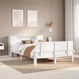 vidaXL Knjižna postelja brez vzmetnice bela 150x200 cm trdna borovina | Shoptok.si