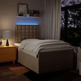 vidaXL Box spring postelja z vzmetnico krem 120x200 cm blago | Shoptok.si
