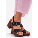 VINCEZA Women's sandals on a chunky heel and platform Black 17387 | Shoptok.si
