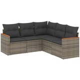  The Living Store Vrtna sedežna garnitura 5-delna z blazinami siv poli ratan - Vrtna Sedežna Garniture, (21451283) | Shoptok.si