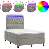  Krevet box spring s madracem LED svjetlosivi 120x200 cm baršun | shoptok.hr