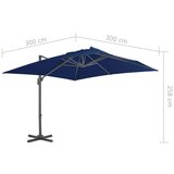  Konzolni suncobran s aluminijskom šipkom 3 x 3 m azurno plavi | shoptok.hr
