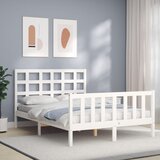 vidaXL Okvir za krevet s uzglavljem bijeli 140x200 cm od masivnog drva Cijene