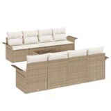 vidaXL 9-delna vrtna sedežna garnitura z blazinami Bež Poly Rattan | Shoptok.si