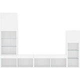  4-dijelni zidni TV elementi s LED bijeli od konstruiranog drva | shoptok.hr