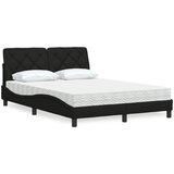 vidaXL Postelja z vzmetnico črna 140x200 cm blago | Shoptok.si