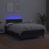  Krevet box spring s madracem LED crni 120 x 190 cm umjetna koža | shoptok.hr