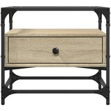 vidaXL Klubska mizica s steklom sonoma hrast 50x50x45 cm jeklo | Shoptok.si