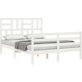  Kreveta s uzglavljem bijeli 120 x 200 cm od masivnog drva | shoptok.hr