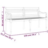  Klupa Batavia s jarkozelenim jastukom 150 cm masivna tikovina | shoptok.hr