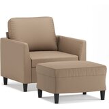  Fotelja s tabureom boja cappuccina 60 cm od umjetne kože | shoptok.hr