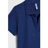 Marisse Navy Blue Cotton Blouse With A Collar | shoptok.hr