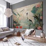  XXL slika - By an Asian pond - an illustration in the style of a Japanese engraving depicting a heron 200x133 | shoptok.hr