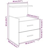 vidaXL Noćni ormarić s 2 ladice Sonoma hrast 40x36,5x62 cm | shoptok.hr