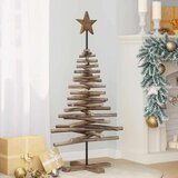 vidaXL Božićno drvce s stalakom Smeđa 120 cm Masivna tikovina | shoptok.hr