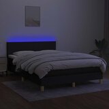  Krevet box spring s madracem LED crni 140x190 cm od tkanine | shoptok.hr