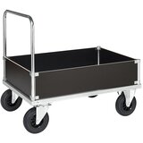 Kongamek ploski voziček, nosilnost 500 kg, 4 nizke stranske stene, dxšxv 1000 x 700 x 900 mm, brez zavore | Shoptok.si