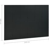 Sobna pregrada sa 6 panela crna 240 x 180 cm čelična | Shoptok.si