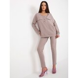 Fashion Hunters Dark beige cotton two-piece set | shoptok.hr
