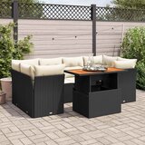  7-dijelni set vrtnih sofa od poliratana s jastucima crni Cijene