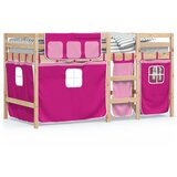  The living store otroški pograd z zavesami roza 90x200 cm trdna borovina - otroški pograd, (21488338) | Shoptok.si