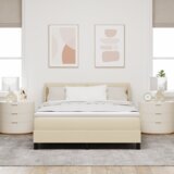 Box Postelja z vzmetnico z vzmetnico krema 200 x 140 cm Poliester, (5000142094) | Shoptok.si
