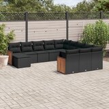 Maison Chic Seti vrtnega pohištva - Vrtna garnitura - Vrtni pohištvo set 12-delna z blazinami črn poli ratan, (21820500) | Shoptok.si