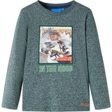 vidaXL Dječja majica dugih rukava uzorak dinosaura tamnozelena prošarana 128 | shoptok.hr