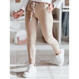 DStreet Spodnie damskie materiałowe chinosy z paskiem ROSSALI ciemnobeżowe | Shoptok.si