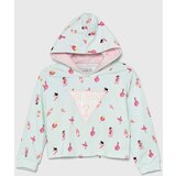 Guess Dječja pamučna dukserica boja: tirkizna, s kapuljačom, s uzorkom | shoptok.hr