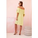 Kesi Włoski Women's viscose dress with tied sleeves pistachio | shoptok.hr
