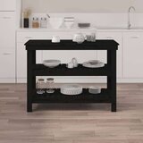  Delovna miza črna 110,5x50x80 cm trdna borovina, (20751391) | Shoptok.si