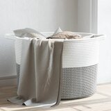 vidaXL Košara za rublje sivo-bijela Ø 55 x 36 cm pamučna | shoptok.hr