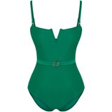 Trendyol Green Belted Strapless Swimsuit Cene