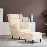 vidaXL Fotelja s krilnim naslonom i tabureom krem baršunasta | shoptok.hr