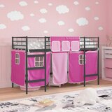  Krevet na kat za djecu s zavjesama Crna i ružičasta 75 x 190 cm | shoptok.hr