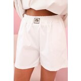 Kesi Włoski Women's set with a frill – a short-sleeved blouse and shorts with an elastic band ecru | Shoptok.si