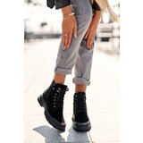 Boto Women's Faux Suede Lined Lace-Up Ankle Boots Black Jailina | shoptok.hr